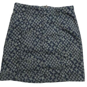 Free People Boho Mini Skirt‎ Blue Printed Size 2 Indie Festival Retro Style Y2K